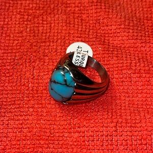 Turquoise stainless steel ring